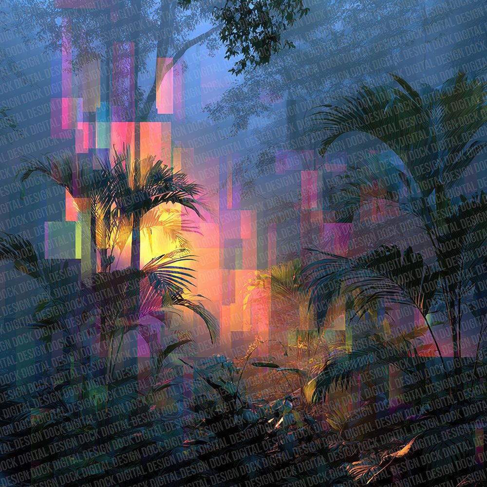 Holo Jungle Botanical Glitch Digital Paper Pack (DDD002028)