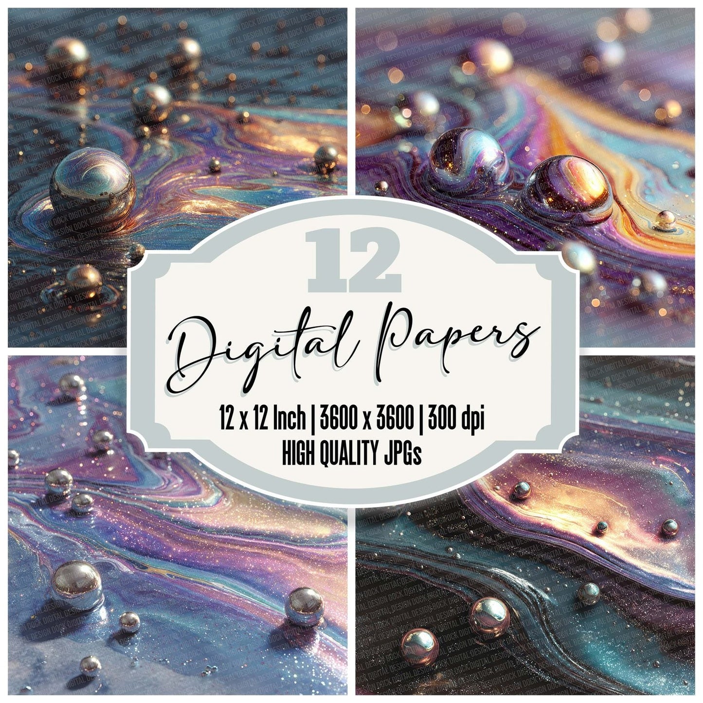 Holographic Oil Ripple Digital Paper Pack (DDD007657)