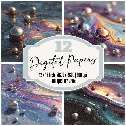 Holographic Oil Ripple Digital Paper Pack (DDD007657)