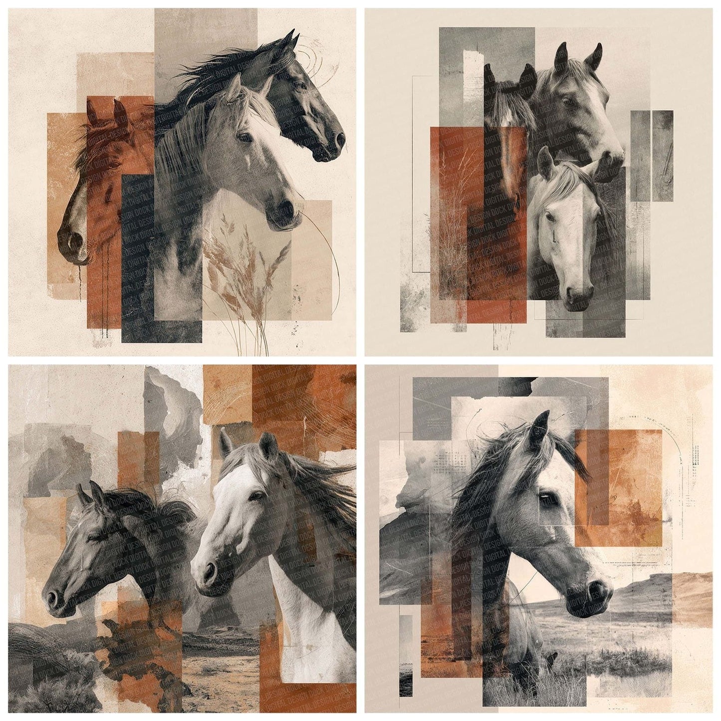 Horse Open Field Moodboard Digital Paper Pack (DDD002034)