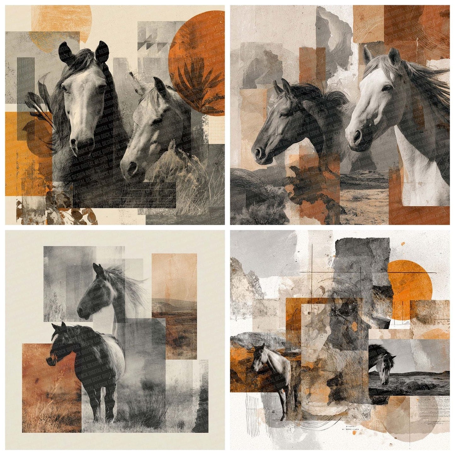 Horse Open Field Moodboard Digital Paper Pack (DDD002034)