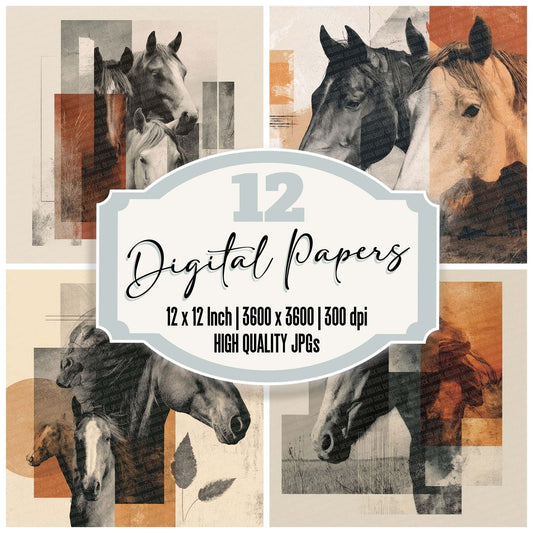 Horse Open Field Moodboard Digital Paper Pack (DDD002034)