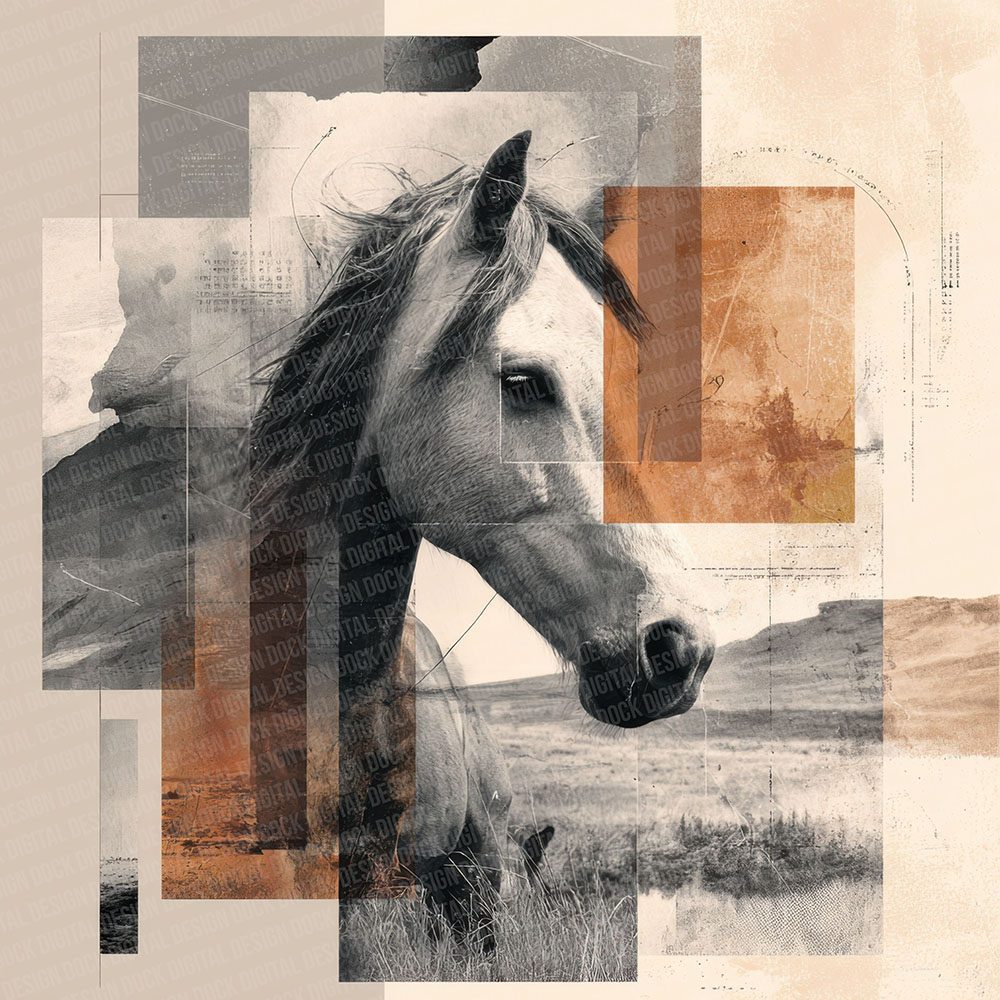 Horse Open Field Moodboard Digital Paper Pack (DDD002034)