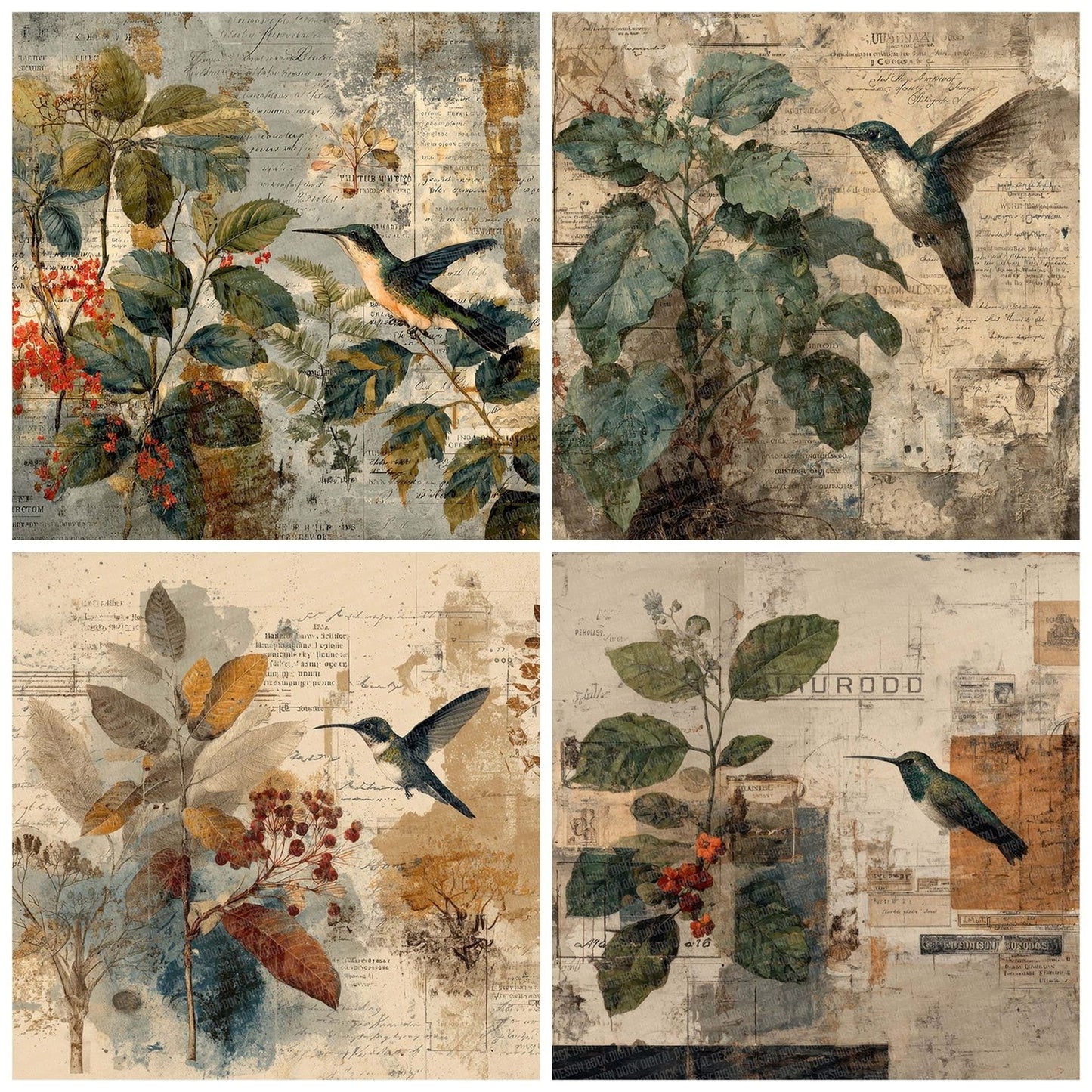 Hummingbird Botanical Astro Digital Paper Pack (DDD002040)