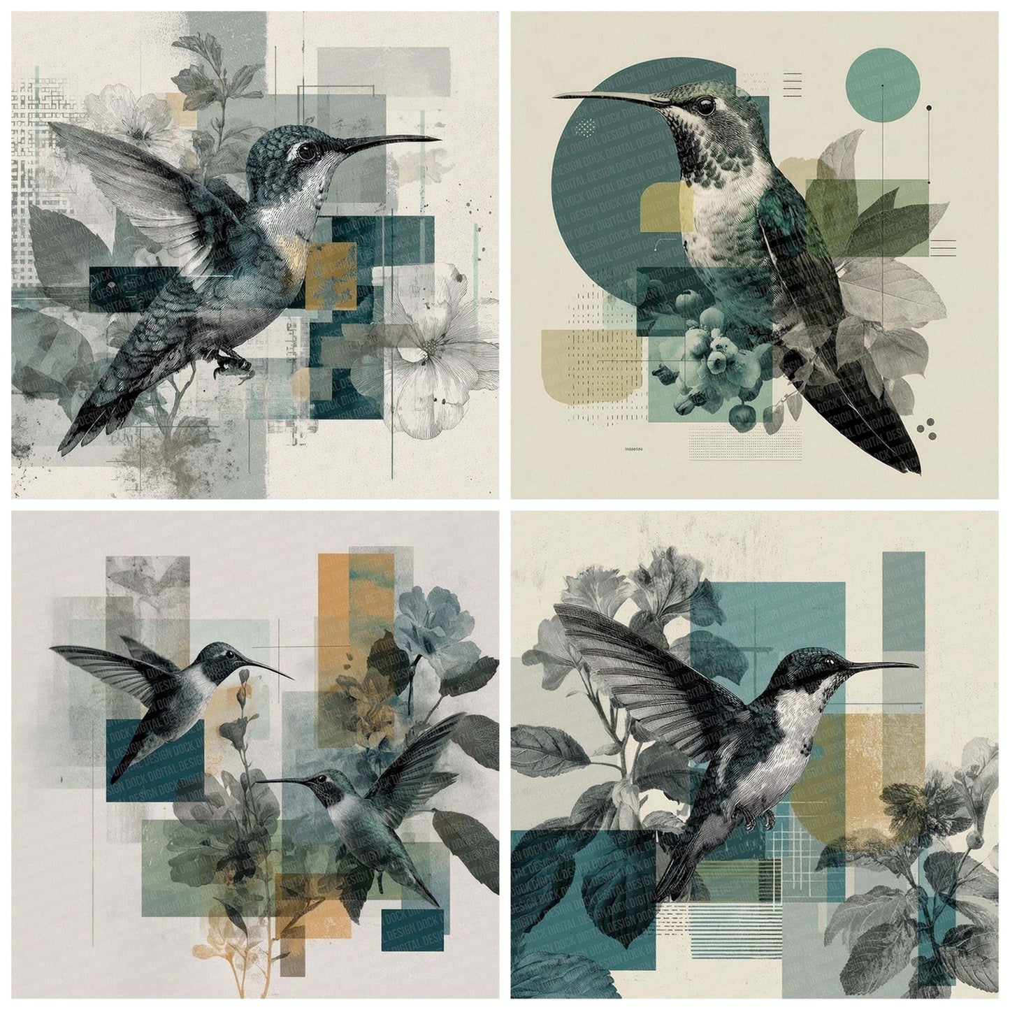 Hummingbird Light Moodboard Digital Paper Pack (DDD002041)