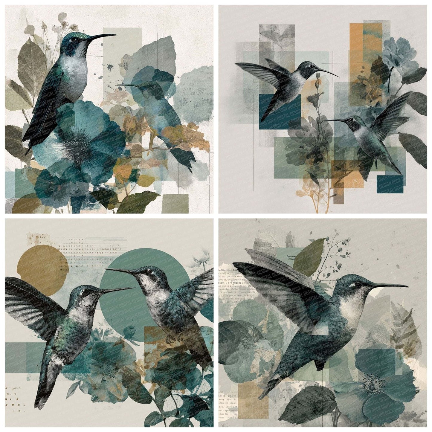 Hummingbird Light Moodboard Digital Paper Pack (DDD002041)
