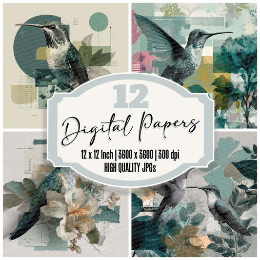 Hummingbird Light Moodboard Digital Paper Pack (DDD002041)