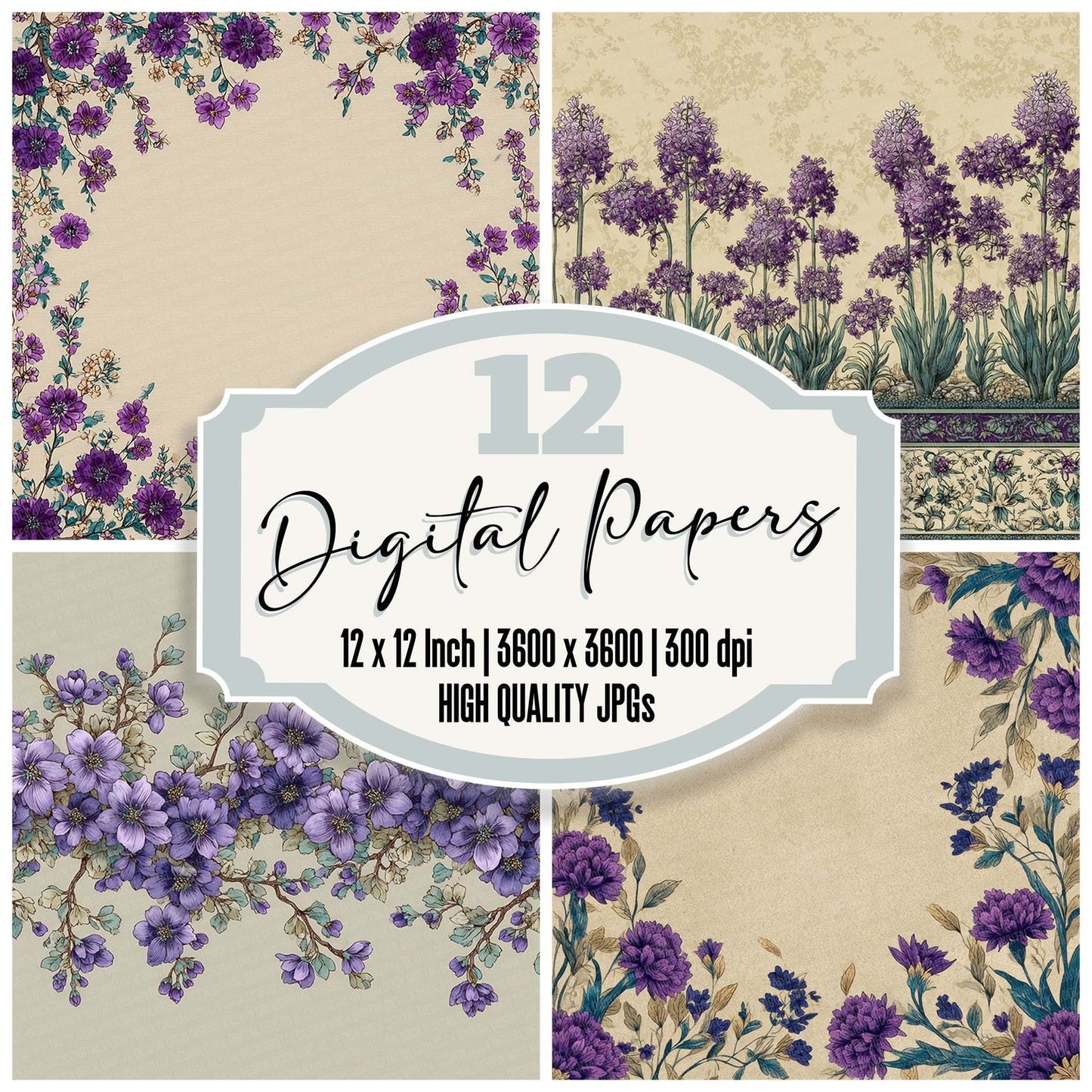 Hyacinth Nowruz Border Digital Paper Pack (DDD002046)