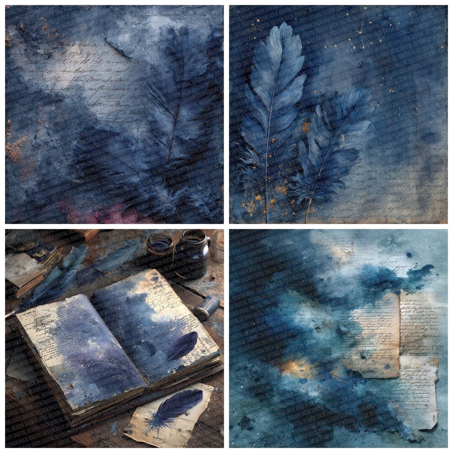 Indigo Ink Fade Digital Paper Pack (DDD002071)