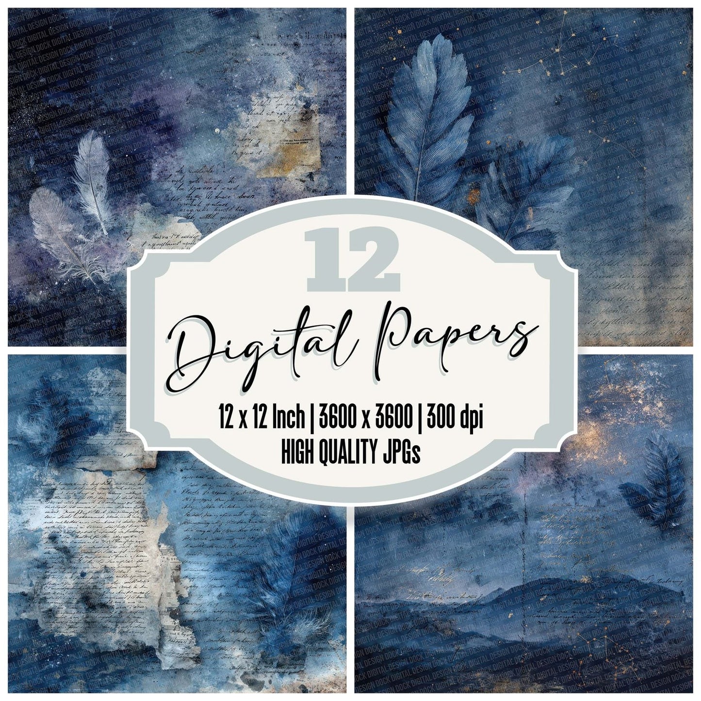 Indigo Ink Fade Digital Paper Pack (DDD002071)