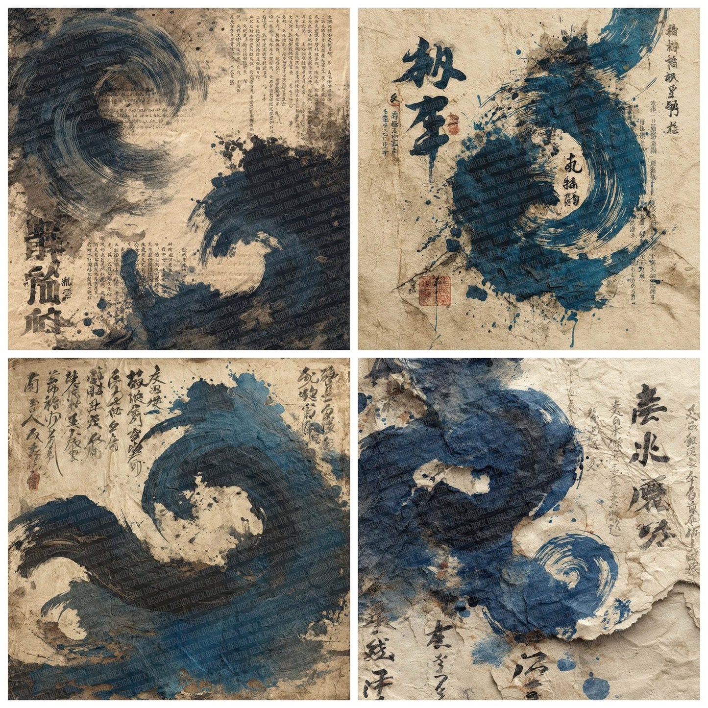 Indigo Ink Kanji Digital Paper Pack (DDD007658)
