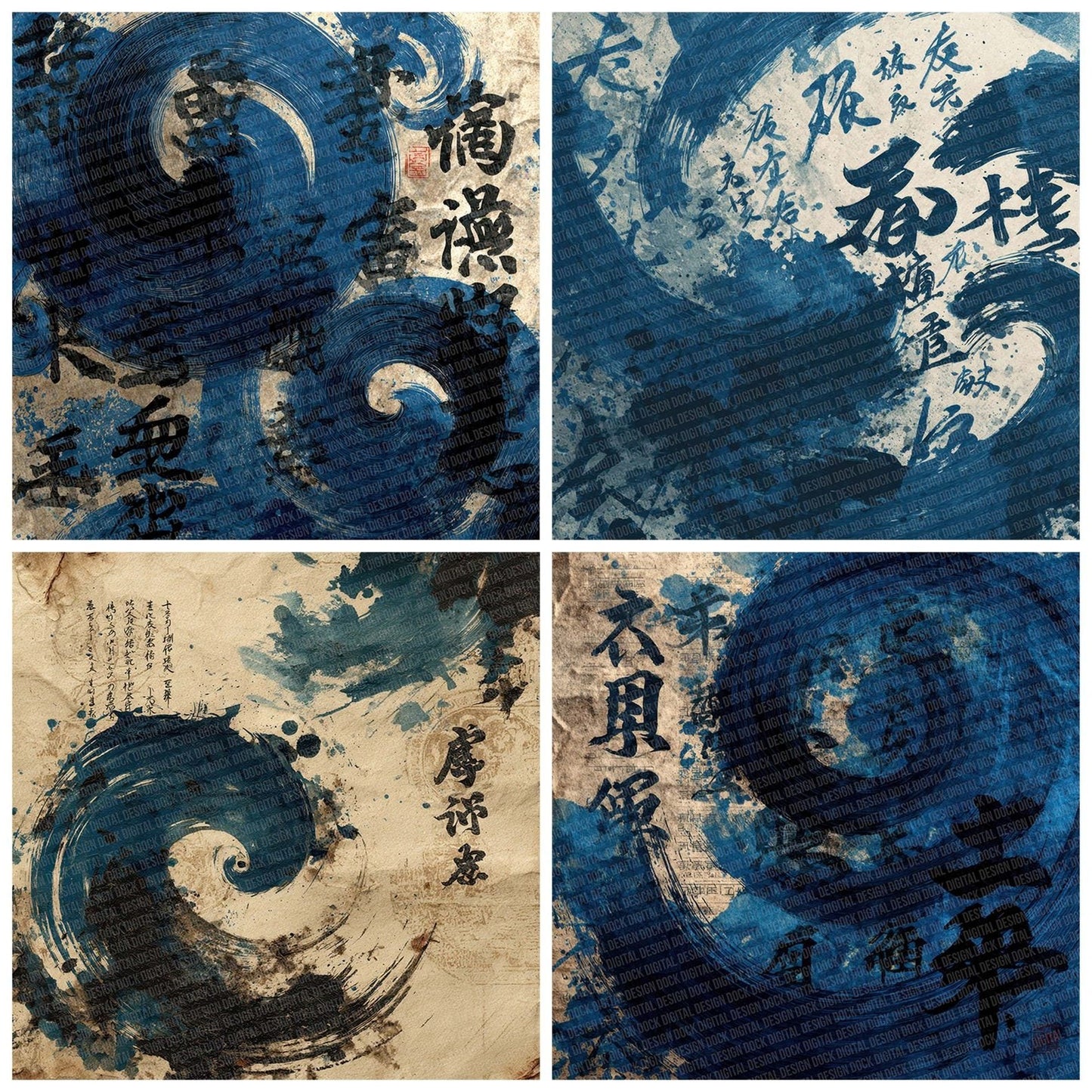 Indigo Ink Kanji Digital Paper Pack (DDD007658)