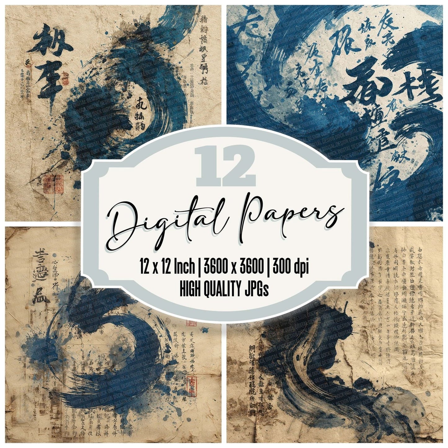 Indigo Ink Kanji Digital Paper Pack (DDD007658)