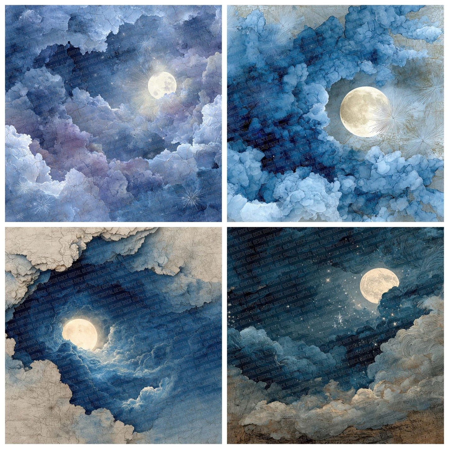 Indigo Moon Map Digital Paper Pack (DDD007659)