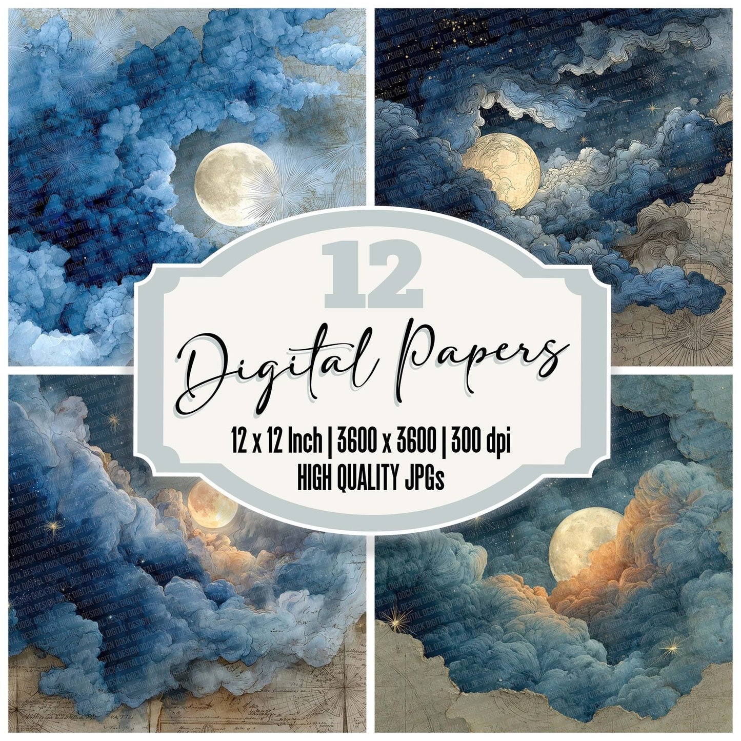 Indigo Moon Map Digital Paper Pack (DDD007659)