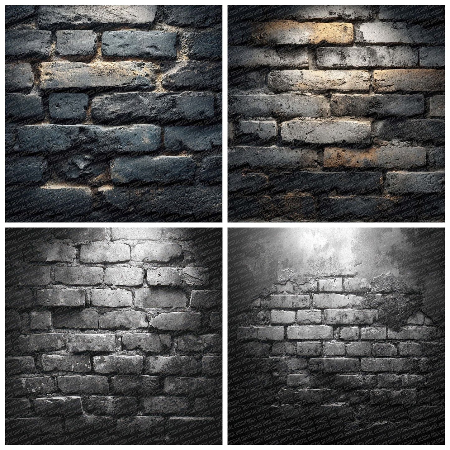 Industrial Charcoal Brick Wall Digital Paper Pack (DDD002083)