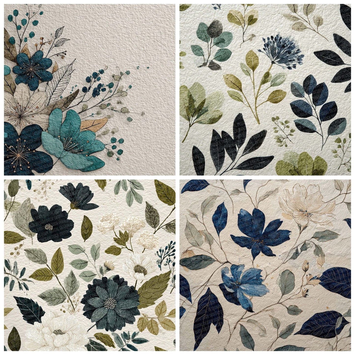Ink Botanical Linework Digital Paper Pack (DDD002090)