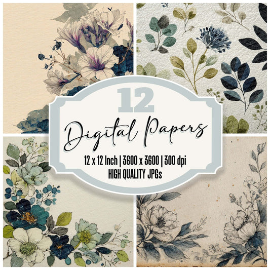 Ink Botanical Linework Digital Paper Pack (DDD002090)