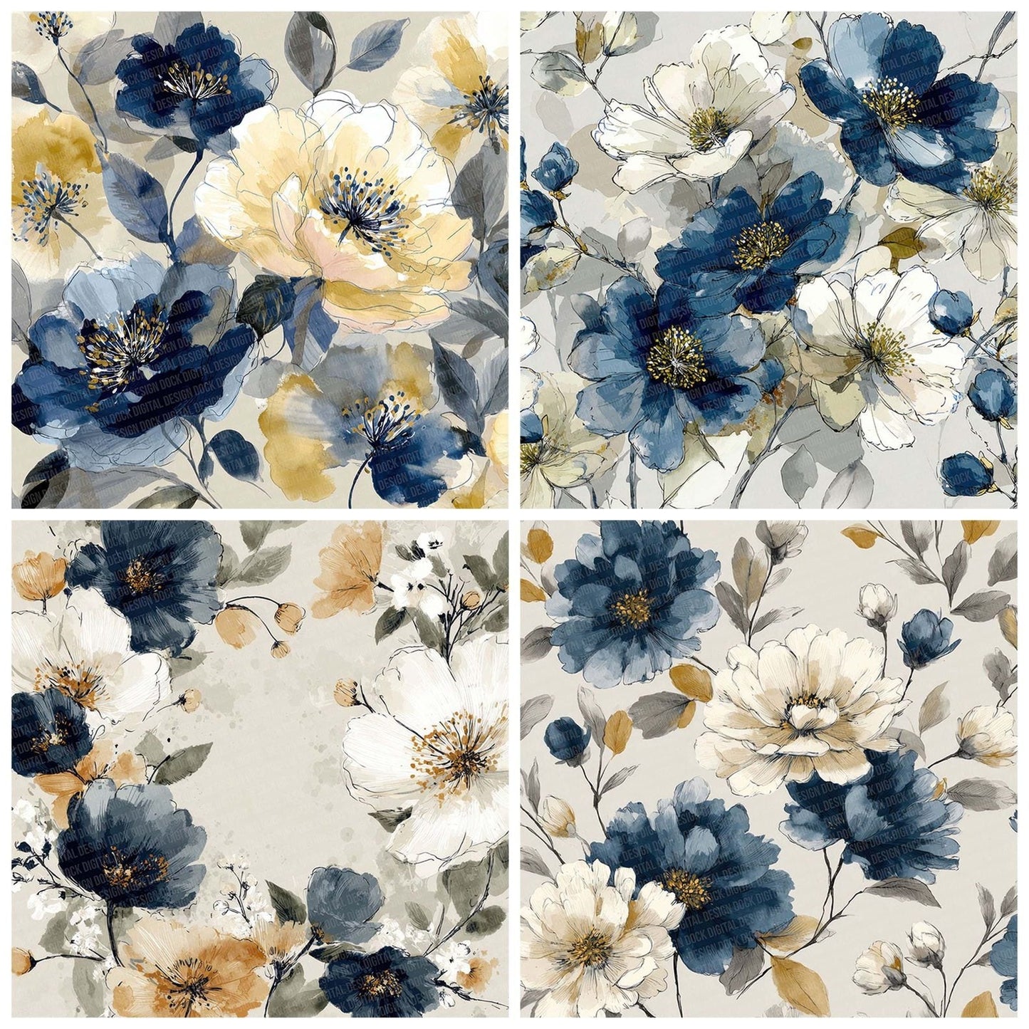 Ink Botanical Sketch Digital Paper Pack (DDD002091)