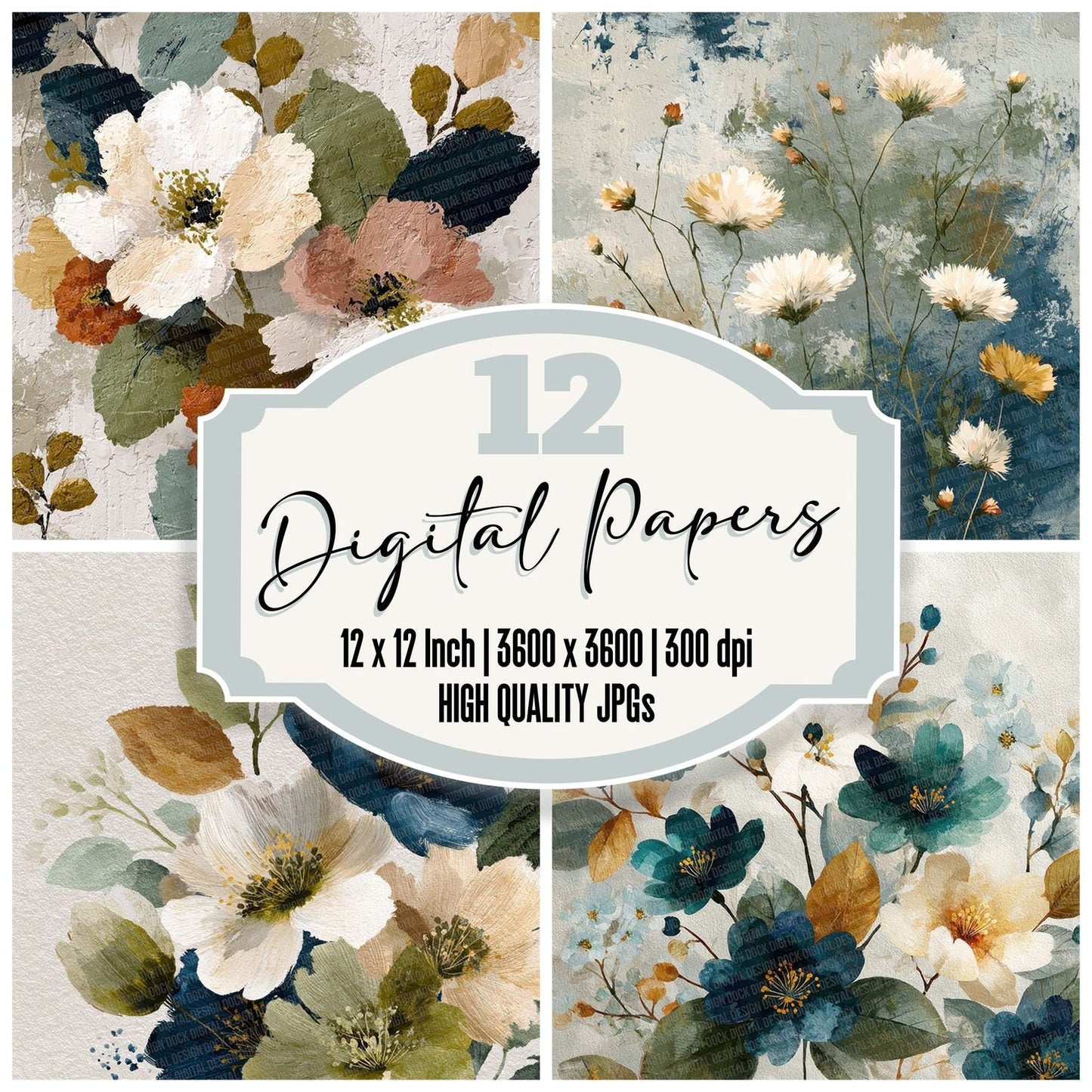 Ink Brush Botanicals Digital Paper Pack (DDD002092)