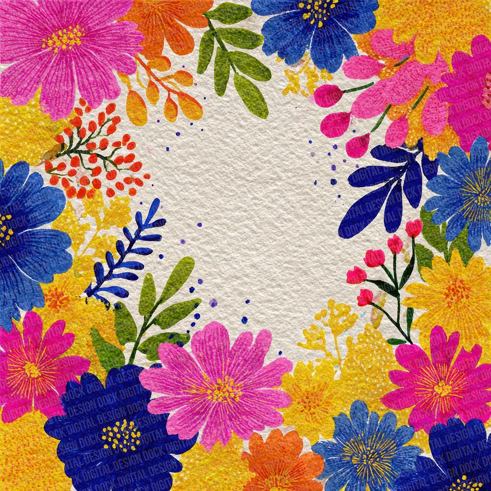 Ink Drawn Holi Florals Digital Paper Pack (DDD002099)