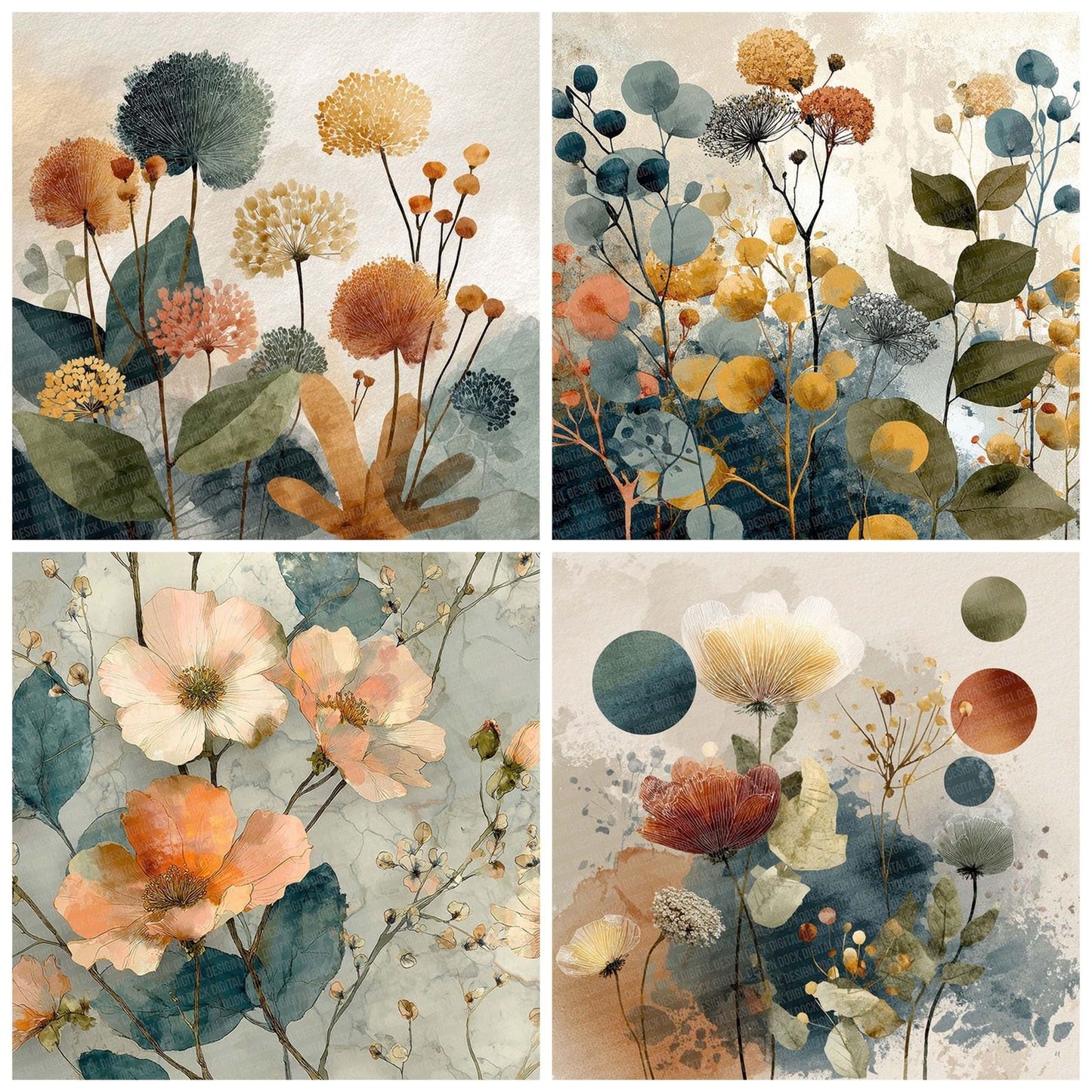 Ink Floral Wash Digital Paper Pack (DDD002103)