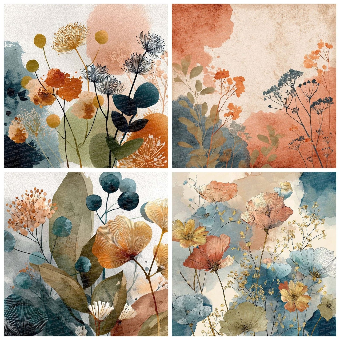Ink Floral Wash Digital Paper Pack (DDD002103)