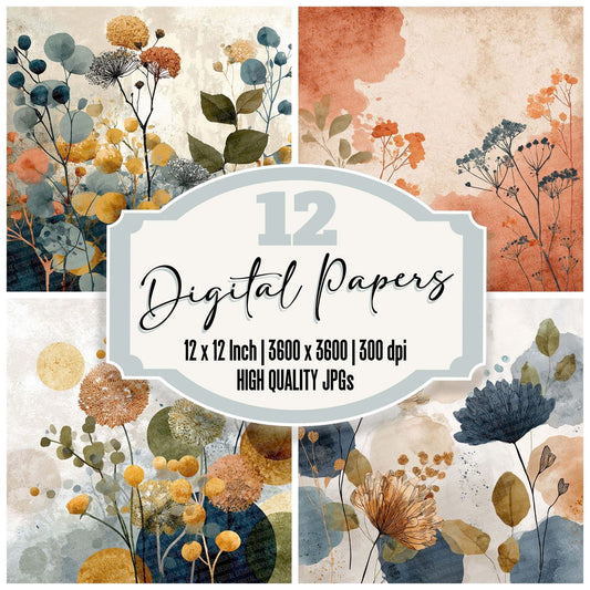 Ink Floral Wash Digital Paper Pack (DDD002103)