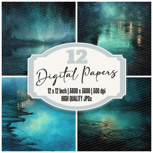 Ink Rain Glow Digital Paper Pack (DDD002122)