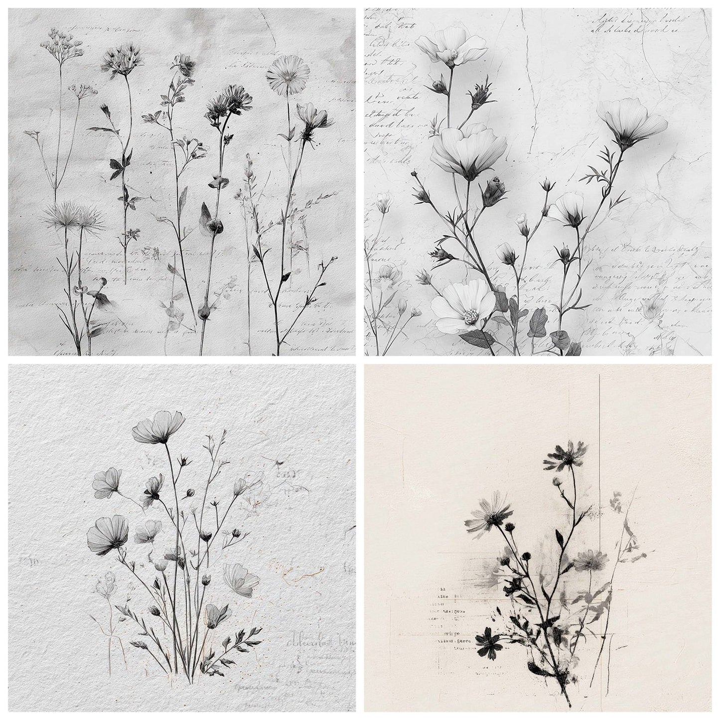 Ink Sketch Wildflowers Digital Paper Pack (DDD002125)
