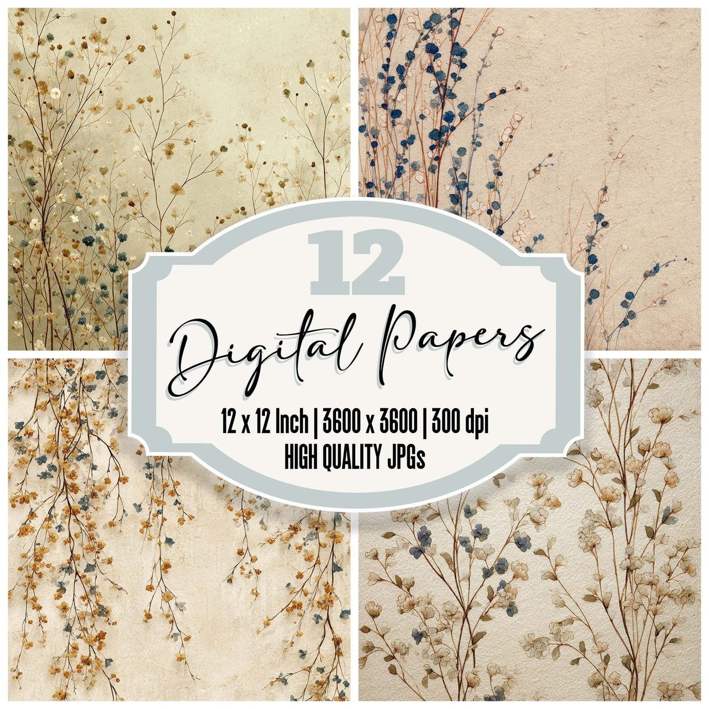 Ink Vine Linework Digital Paper Pack (DDD002134)