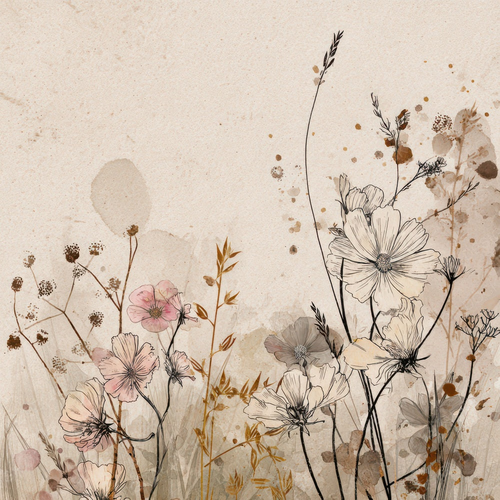 Ink Wildflower Paper Digital Paper Pack (DDD008555)