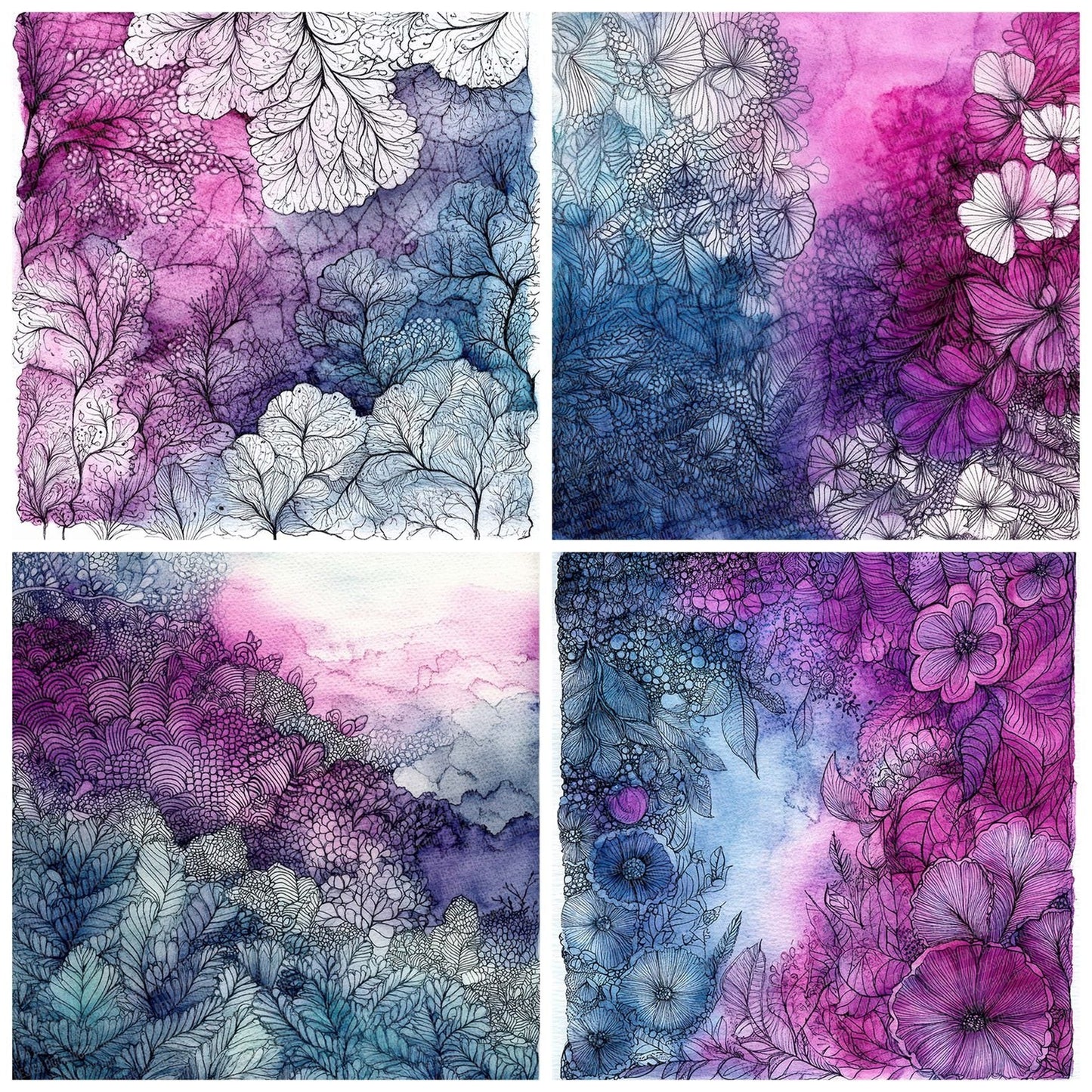 Inky Bloom Fade Digital Paper Pack (DDD002141)
