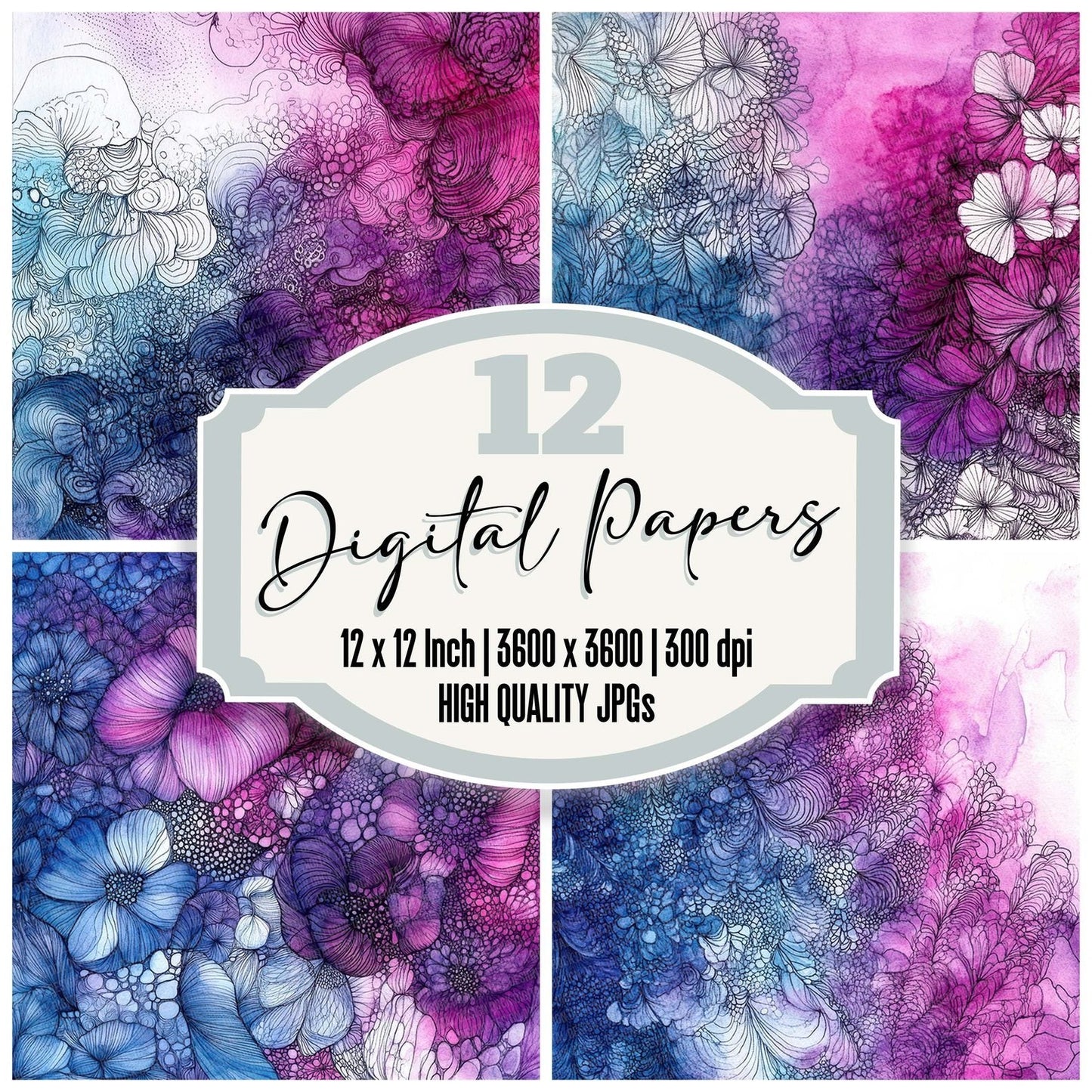 Inky Bloom Fade Digital Paper Pack (DDD002141)