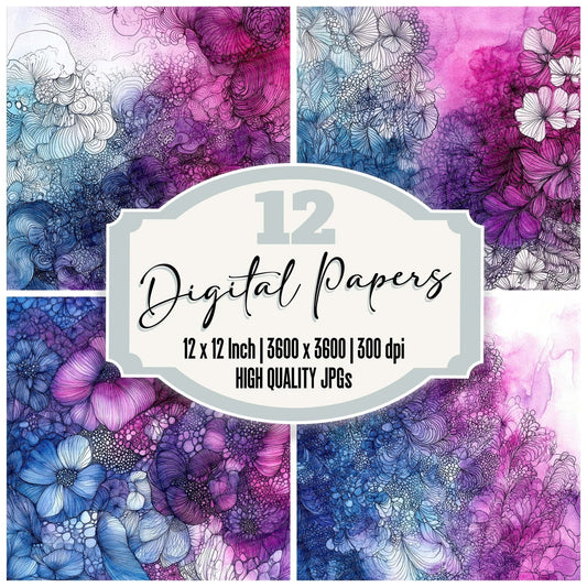 Inky Bloom Fade Digital Paper Pack (DDD002141)