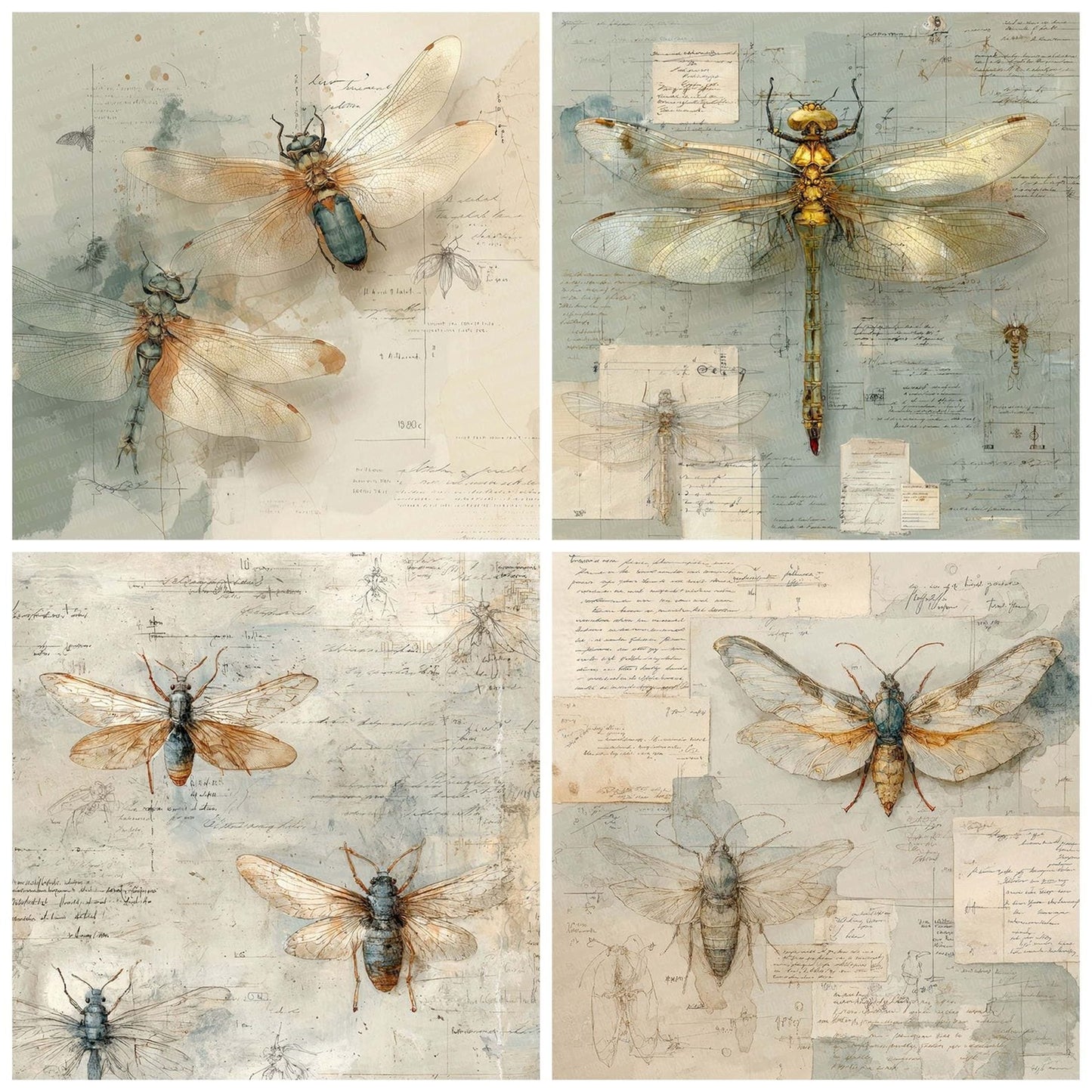 Insect Anatomy Notes Wash Digital Paper Pack (DDD002142)