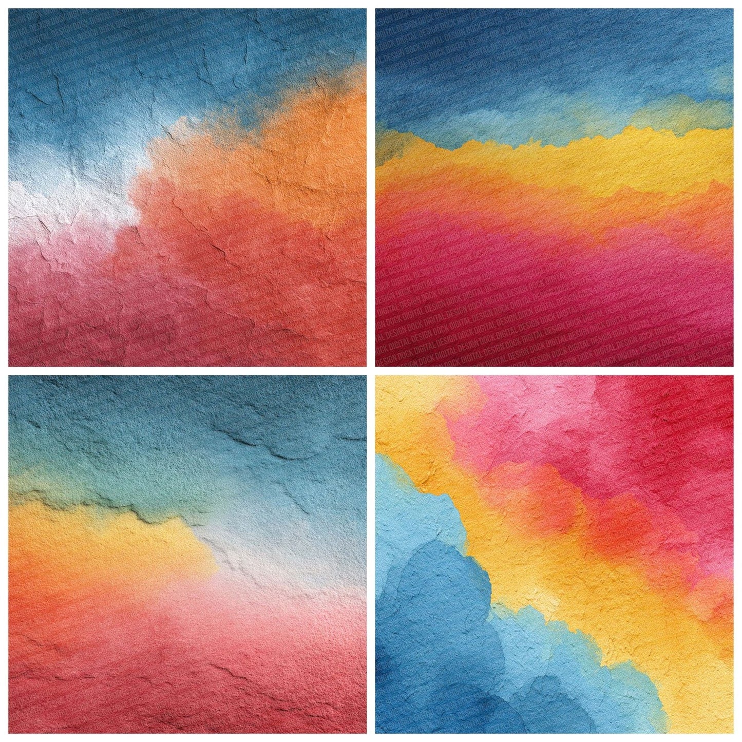 Inverted Watercolour Wash Rainbow Digital Paper Pack (DDD002147)