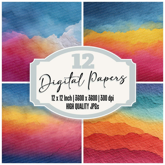 Inverted Watercolour Wash Rainbow Digital Paper Pack (DDD002147)