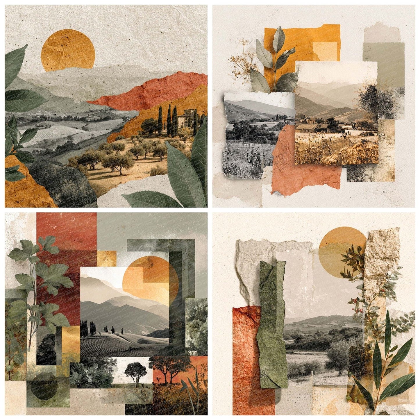 Italian Countryside Collage Digital Paper Pack (DDD002164)