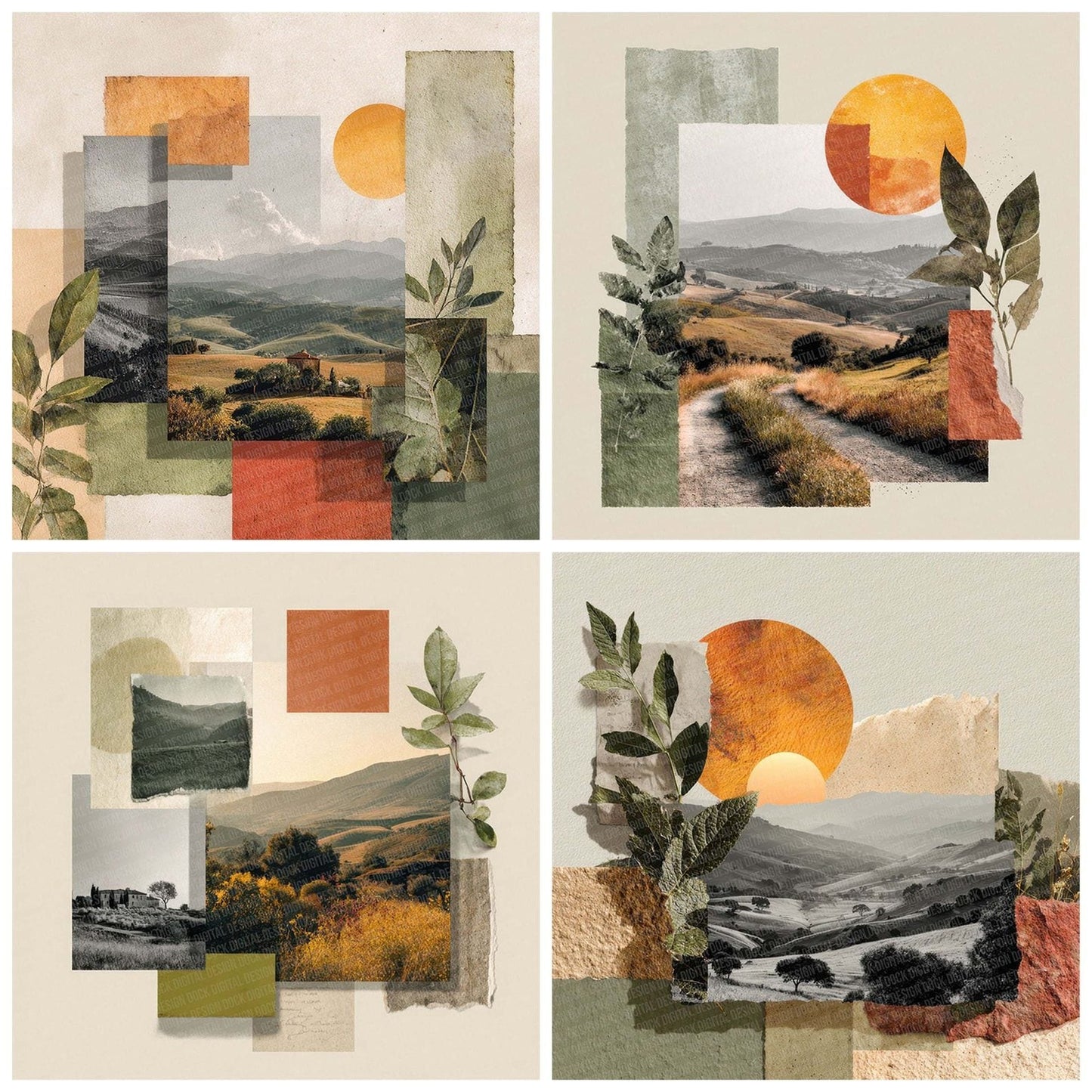 Italian Countryside Collage Digital Paper Pack (DDD002164)