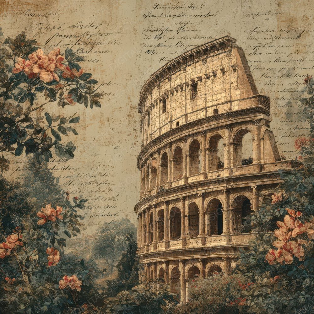Italy Romance Colosseum Digital Paper Pack (DDD007776)
