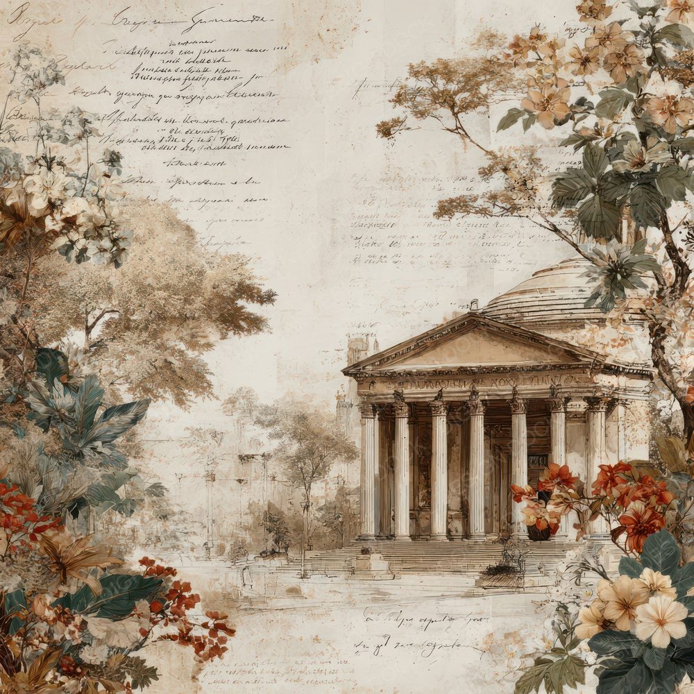 Italy Romance Landmark Pantheon Digital Paper Pack (DDD007796)