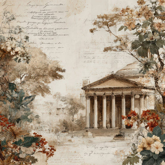 Italy Romance Landmark Pantheon Digital Paper Pack (DDD007796)