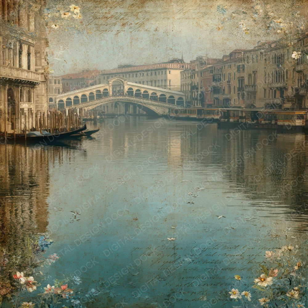 Italy Romance Rialto Bridge Digital Paper Pack (DDD007798)