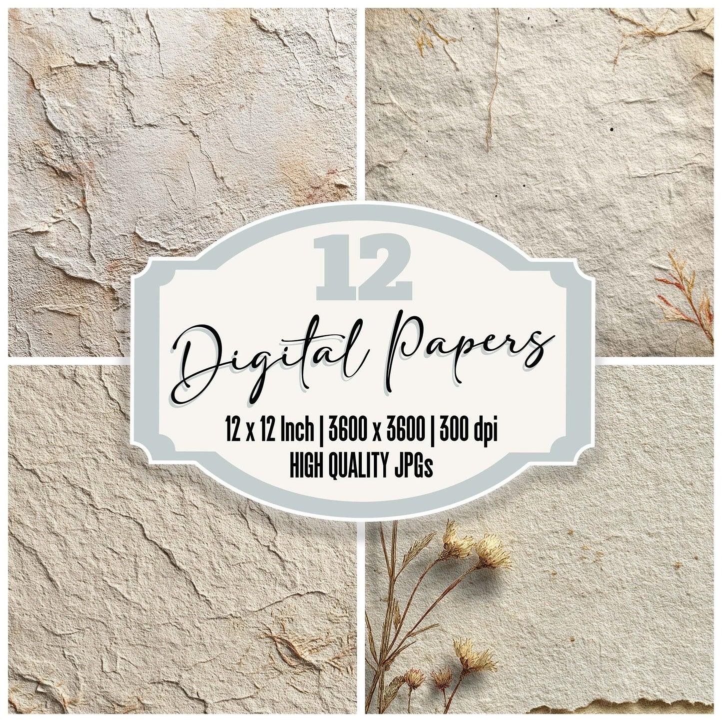 Ivory Deckle Texture Digital Paper Pack (DDD002168)