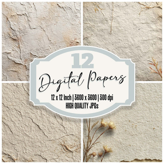 Ivory Deckle Texture Digital Paper Pack (DDD002168)