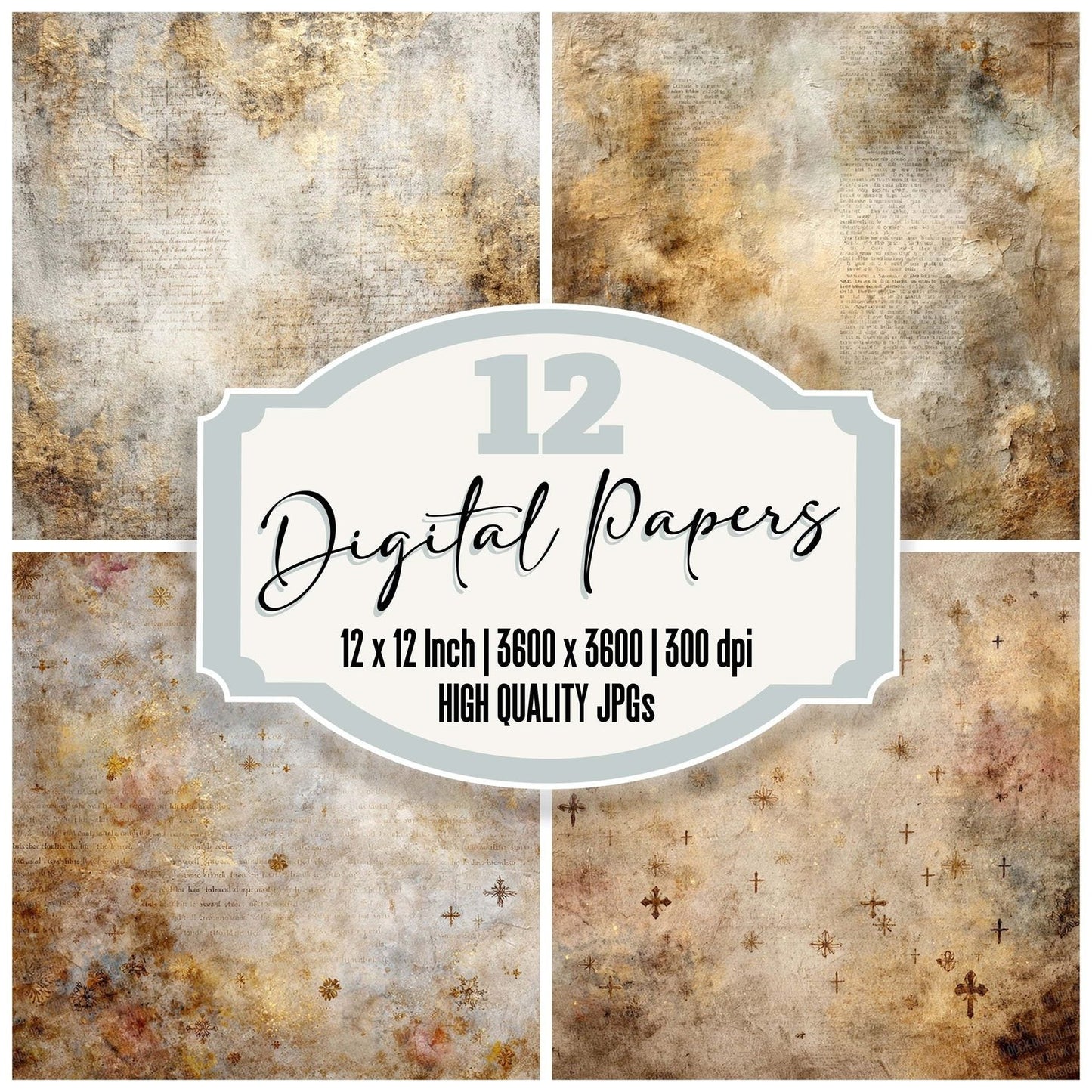 Ivory Gold Sacred Layers Digital Paper Pack (DDD002175)