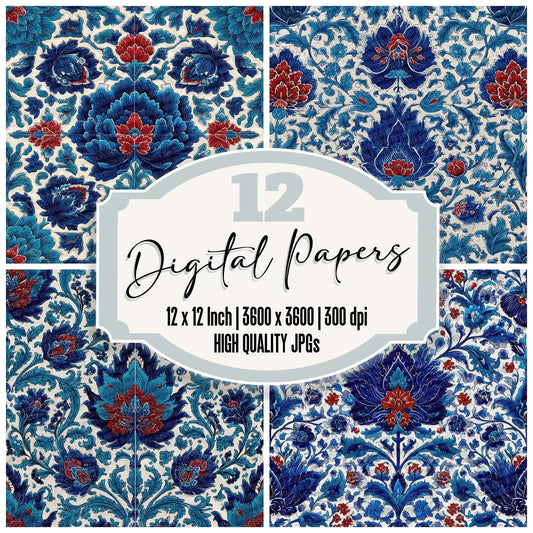 Iznik Botanical Tile Digital Paper Pack (DDD002188)