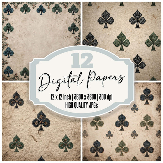 Jack Clubs Background Digital Paper Pack (DDD002189)