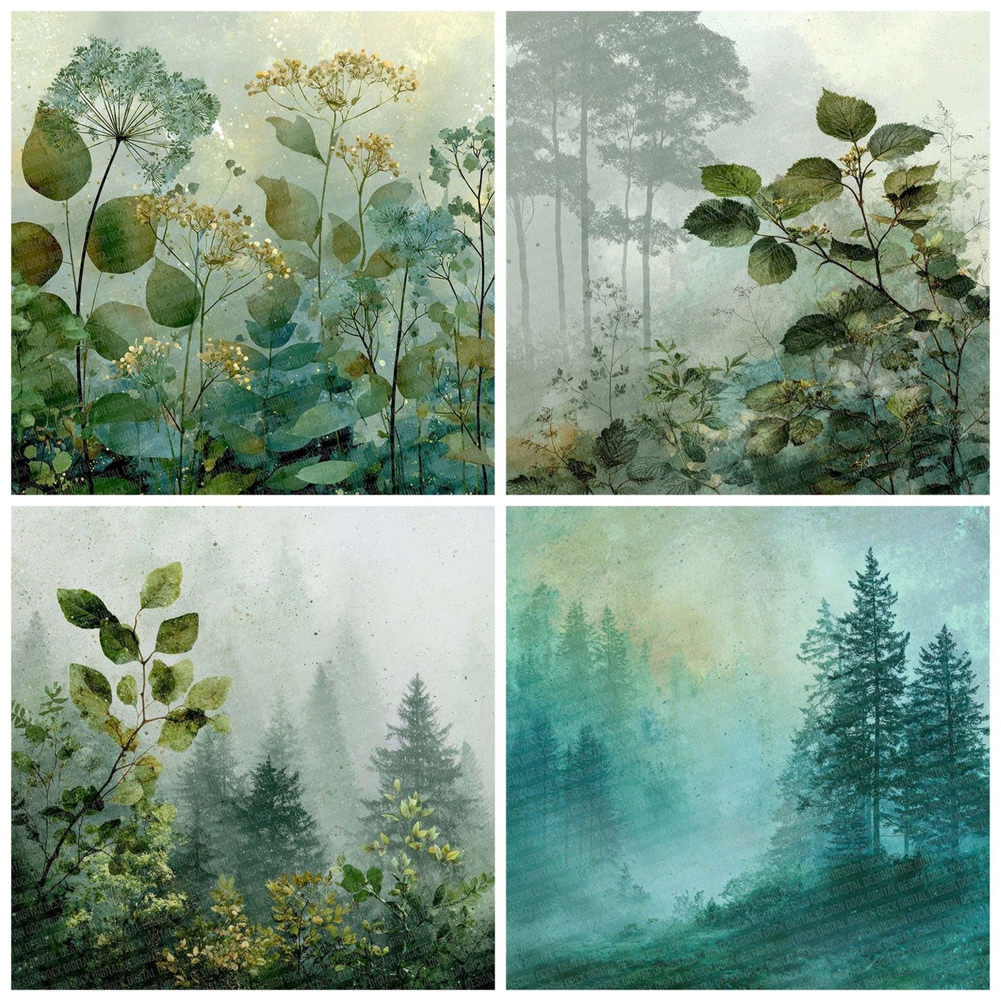 Jade Fog Botanical Digital Paper Pack (DDD002191)